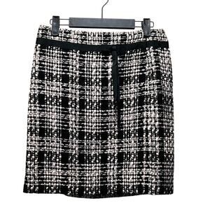 LOFT Ann Taylor Tweed Mini Skirt Black Light Pink Checkered Side Zip Size 2 P